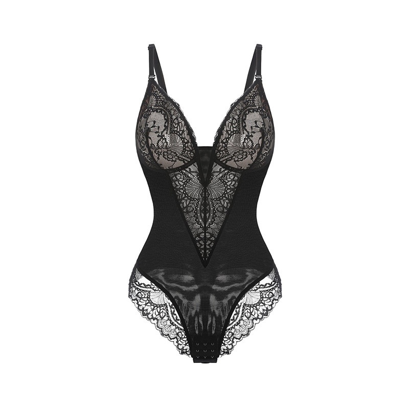 Women's Lace-Trim Sculpting Bodysuit - Image 2