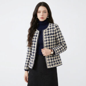 Women's Classic Houndstooth Tweed-Style Jacket