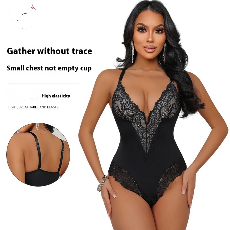 Women's Lace-Trim Sculpting Bodysuit - Image 4