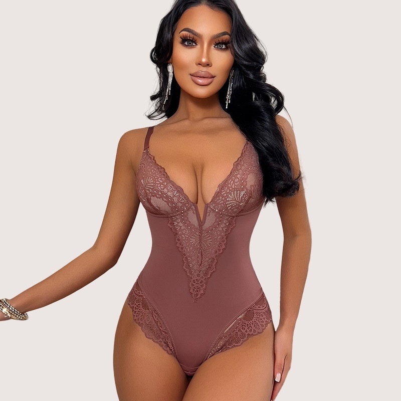 Women's Lace-Trim Sculpting Bodysuit - Image 7