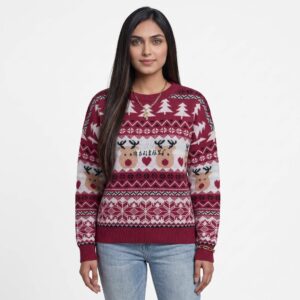 Women's Reindeer & Tree Knit Christmas Sweater